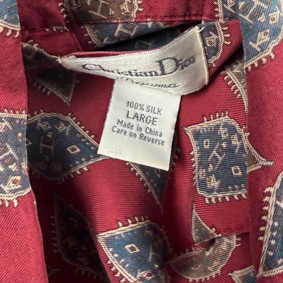 Christian Dior Pyjama Men's Silk Pajama Top Paisley Pattern Red Blue Large - Picture 6 of 6